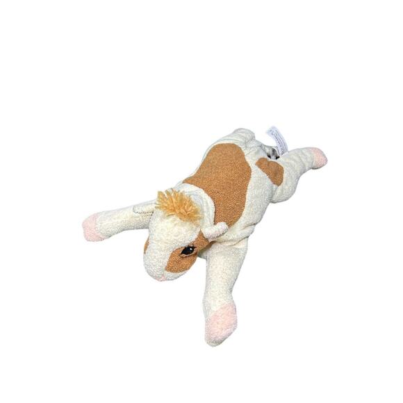 Vintage Folkmanis Hand Puppet Cow Baby Rattle Moo Dairy Cow Brown Beige - Picture 2 of 8